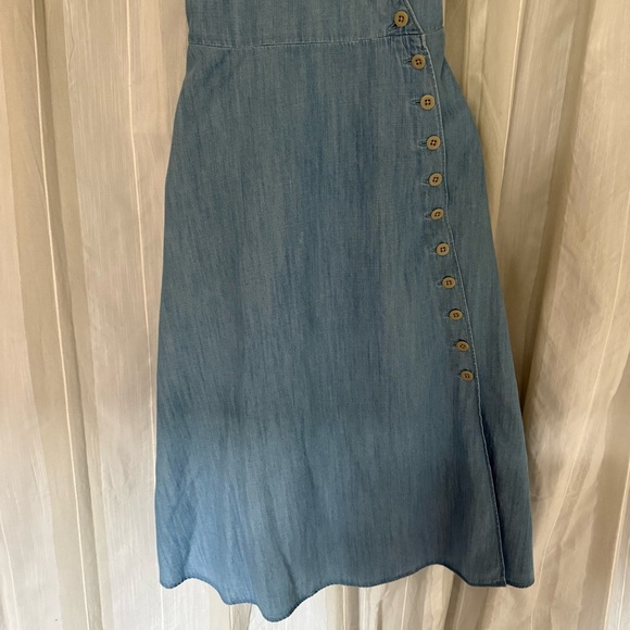 Madewell Denim Wrap Midi Dress Blue Chambray Button Front Size 4 - Picture 6 of 12